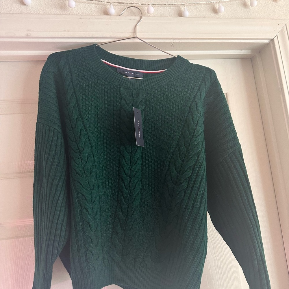 Tommy Hilfiger Dark Green Cable Knit Sweater